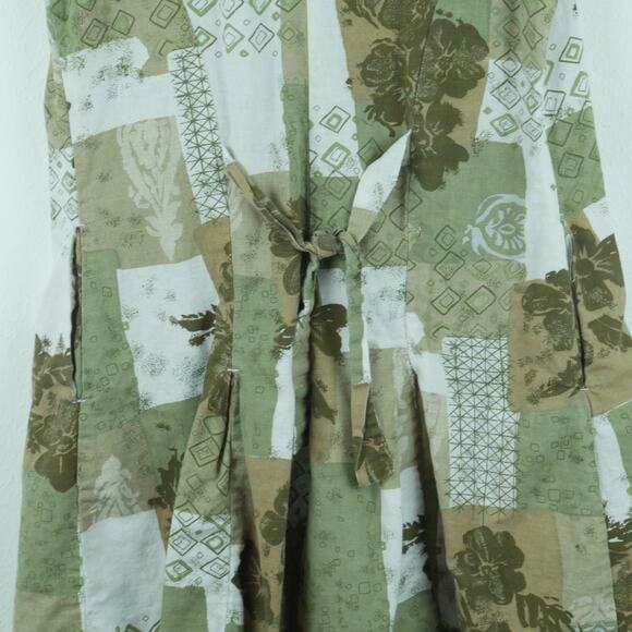 Vintage L XL Romper Linen Blend 90s Resort Festival Hippy Beach Patchwork Hawaii - Picture 8 of 8